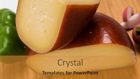  Presentation with container - Presentation theme featuring bosnian-traditional-cheese-served background and a gold colored foreground