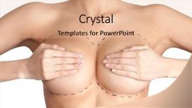  Presentation with correction - Slides featuring bosom - boobs correction plastic surgery isolated background and a coral colored foreground