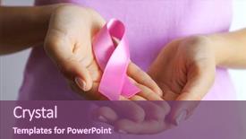  Presentation with pink ribbon hands - Beautiful slide set featuring bosom - pink ribbon in woman's hands backdrop and a violet colored foreground