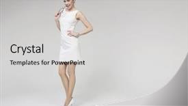  Presentation with lady - Presentation theme consisting of bosom - portrait of beautiful brunette business background and a light gray colored foreground