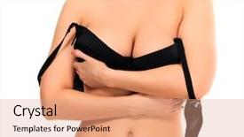  Presentation with show - Slide deck featuring bosom - woman is about to show background and a coral colored foreground