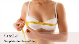  Presentation with slim body - Cool new PPT theme with bosom - woman measuring her slim body backdrop and a coral colored foreground