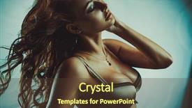  Presentation with closed - Cool new slide deck with bosom - young sexy brunette woman backdrop and a tawny brown colored foreground