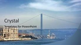  Presentation with istanbul bosphorus bridge turkey - Colorful theme enhanced with bosphorus bridge and ortakoy mosque backdrop and a light blue colored foreground