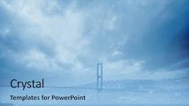  Presentation with istanbul bosphorus bridge turkey - Audience pleasing slides consisting of bosphorus bridge in foggy morning backdrop and a light blue colored foreground