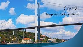  Presentation with istanbul bosphorus bridge turkey - Beautiful slide deck featuring bosphorus bridge in istanbul turkey - connecting asia and europe backdrop and a light blue colored foreground