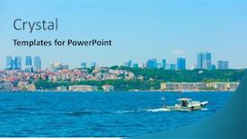  Presentation with strait - Colorful presentation enhanced with bosporus-strait-in-istanbul-turkey backdrop and a light blue colored foreground