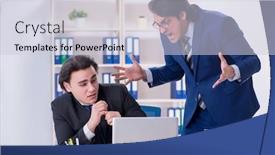  Presentation with office - Cool new slide set with boss and his male assistant working in the office backdrop and a lemonade colored foreground