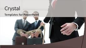  Presentation with bound - Slides having boss and rope-bound employees background and a light gray colored foreground
