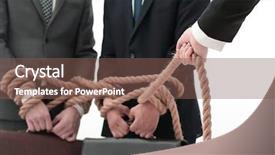  Presentation with bound - PPT layouts with boss and rope-bound employees background and a violet colored foreground
