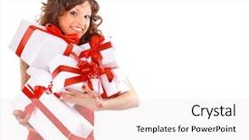  Presentation with santa - Presentation having santa helper girl with gift background and a sky blue colored foreground
