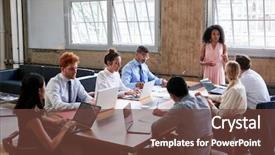  Presentation with board meeting - Slide deck consisting of boss day - black businesswoman addressing colleagues background and a tawny brown colored foreground