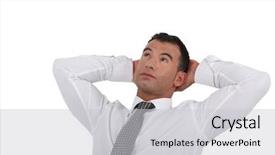  Presentation with stretching - Audience pleasing presentation theme consisting of boss day - businessman stretching his arms behind backdrop and a light gray colored foreground