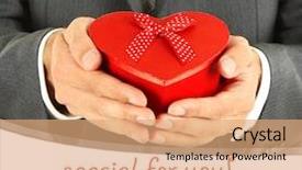  Presentation with gift - Colorful presentation design enhanced with boss day - man present gift box backdrop and a coral colored foreground