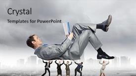  Presentation with reading - Colorful PPT theme enhanced with boss day - young businessman reading book supported backdrop and a light gray colored foreground