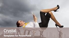  Presentation with reading - Slide deck featuring boss day - young businesswoman reading book supported background and a gray colored foreground