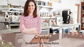  Presentation with college coffee shop - Colorful theme enhanced with boss day - young female coffee shop owner backdrop and a coral colored foreground