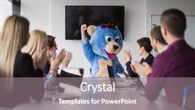  Presentation with bussines - Slide set featuring boss dresed as teddy bear background and a gray colored foreground