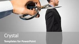  Presentation with employee - PPT theme with boss firing an employee background and a gray colored foreground