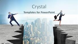  Presentation with employee - Presentation theme with boss-holding-his-employee background and a sky blue colored foreground