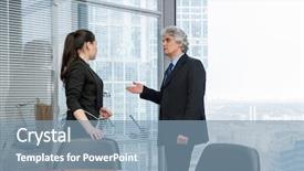  Presentation with secretary - Presentation theme with boss instructs young secretary in modern office background and a seafoam green colored foreground