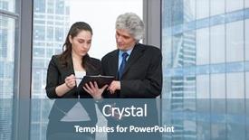  Presentation with secretary - Slides consisting of boss instructs young secretary in modern office background and a seafoam green colored foreground