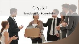  Presentation with team - Cool new PPT theme with boss introduces the business team backdrop and a light gray colored foreground