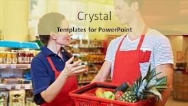  Presentation with supermarket - Colorful slide deck enhanced with boss-is-talking-to-one backdrop and a blonde colored foreground