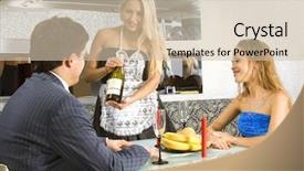  Presentation with manners at restaurant - Beautiful presentation featuring boss s day - courting couple and blonde waitress backdrop and a  colored foreground
