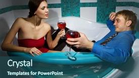  Presentation with looking glass - Slide deck with boss s day - young beautiful couple enjoying background and a ocean colored foreground