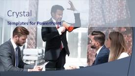 Presentation with team - Theme with boss-screams-on-the-business background and a sky blue colored foreground