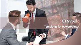  Presentation with announcement - Beautiful theme featuring boss yelling at employee backdrop and a coral colored foreground