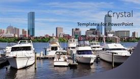  Presentation with blue sky - Presentation design featuring boston-charles-river-cityscape background and a light blue colored foreground