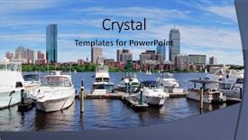  Presentation with boston - Cool new presentation theme with boston charles river panorama with urban city skyline skyscrapers and boats with blue sky over charles river backdrop and a light blue colored foreground