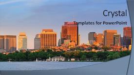  Presentation with boston - Slide set enhanced with boston charles river sunset panorama with urban skyline and skyscrapers background and a light blue colored foreground