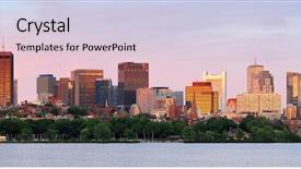  Presentation with boston - PPT theme enhanced with boston charles river sunset panorama with urban skyline and skyscrapers background and a lemonade colored foreground