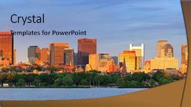  Presentation with boston - Cool new presentation with boston charles river sunset panorama with urban skyline and skyscrapers backdrop and a light blue colored foreground