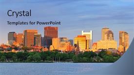  Presentation with boston - Cool new presentation design with boston-charles-river-sunset backdrop and a light blue colored foreground