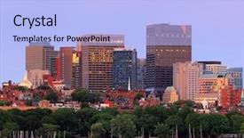  Presentation with boston - Presentation design featuring boston-charles-river-sunset and a  colored foreground