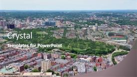  Presentation with urban buildings - Slide deck consisting of boston city aerial view with urban buildings and highway background and a tawny brown colored foreground