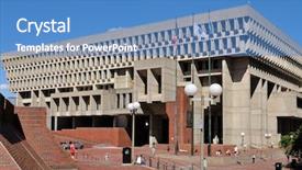  Presentation with government - Presentation theme featuring boston city hall in government background and a teal colored foreground