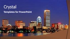  Presentation with pittsburgh pennsylvania usa city skyline - Audience pleasing presentation theme consisting of boston city skyline at dusk backdrop and a navy blue colored foreground