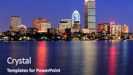  Presentation with boston - Beautiful PPT theme featuring boston city skyline at dusk backdrop and a navy blue colored foreground