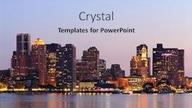  Presentation with urban buildings - Presentation having boston-downtown-at-dusk background and a light blue colored foreground