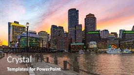  Presentation with boston - Colorful presentation theme enhanced with boston-downtown-skylines-building-cityscape backdrop and a tawny brown colored foreground