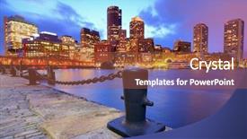  Presentation with boston - Beautiful presentation theme featuring boston harbor and financial district backdrop and a red colored foreground