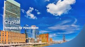  Presentation with boston - Slide deck featuring boston-harbor-at-sunny-day background and a teal colored foreground