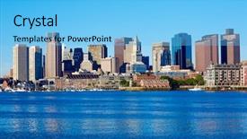  Presentation with columbus ohio usa skyline - Colorful slide deck enhanced with boston massachusetts skyline from harbor backdrop and a light blue colored foreground