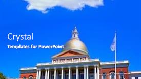  Presentation with boston - PPT theme enhanced with boston massachusetts state house golden dome in usa background and a cobalt blue colored foreground