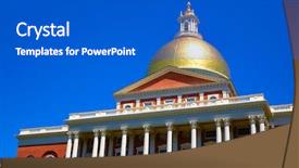  Presentation with boston - Slide deck enhanced with boston massachusetts state house golden dome in usa background and a cobalt blue colored foreground